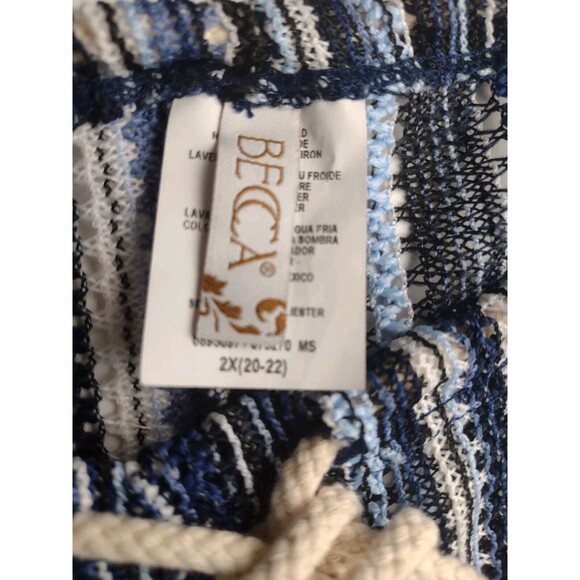 Becca by Rebecca Virtue Pierside Cover Up Flyaway Pants Blue Stripes Size 2X 22 - Picture 5 of 12